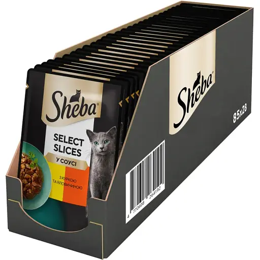 Вологий корм для котів Sheba, з куркою та яловичиною в соусі, 85 г - фото 7