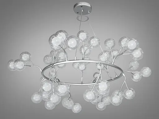Мінімалістична підвісна люстра для вітальні "Світлячок", 54 лампи,хром - фото 3