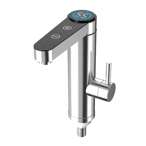 Проточный водонагреватель для умывальника поворотный излив датчик температуры 3,3 кВт нержавеющая сталь сатин Wezer SDS-H9TC - фото 1