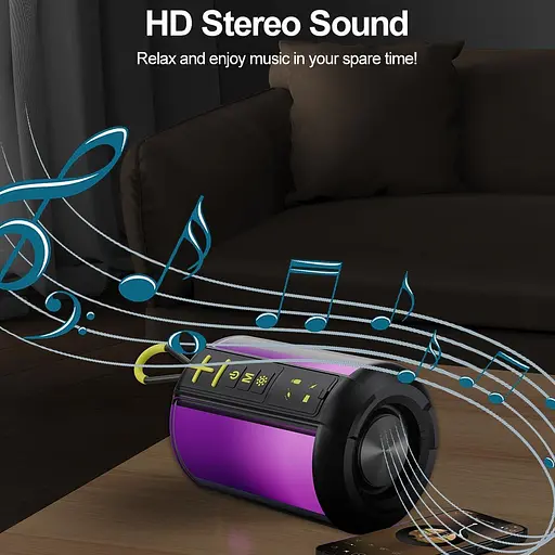 Bluetooth-динамік CofunKool: портативний динамік з AUX-входом, бездротовий динамік з гучним стереозвуком потужністю 8 Вт з RGB - фото 3