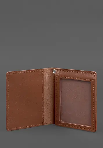 Кожаная обложка для удостоверения офицера ГНСУ (три кармана) светло-коричневая - фото 4