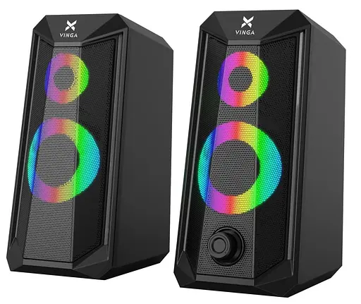 Акустическая система Vinga 2.0 SP-200 LED USB Black (SP-200 LED USB Black) - фото 1