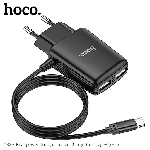 Адаптер HOCO Type-C cable Real Power C82A | 2USB, 2.4A | - фото 1