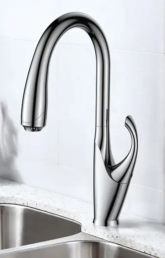 Cмеситель для кухни с выдвижным изливом "Лебедь" Nett SWH-435 Хром - фото 6