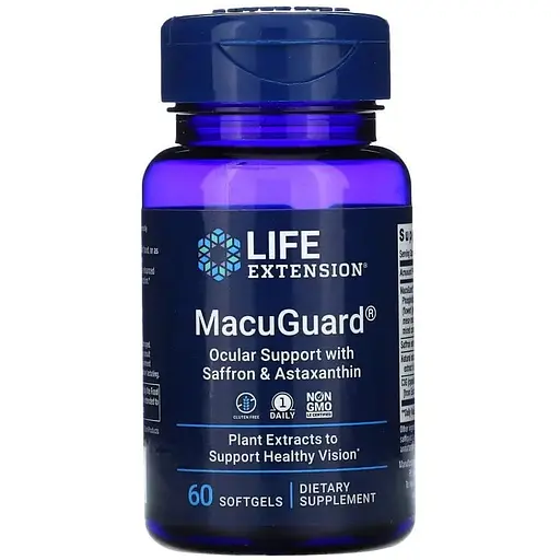 Натуральна добавка Life Extension MacuGuard Ocular Support with Saffron & Astaxanthin, 60 капсул
