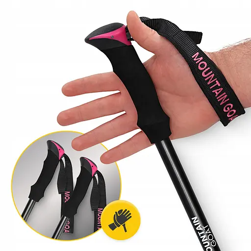 Трекинговые палки Mountain Goat Peak+ 65-135 см Black/Pink (P-5905973404648) - фото 8