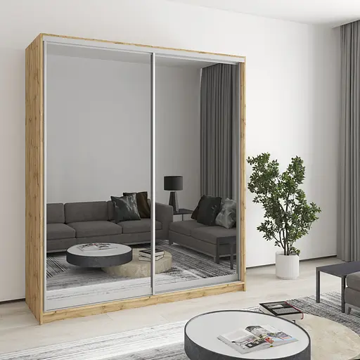 Шафа-купе дводверна MebelStar Комбо AL 2 Дзеркала 180x45x210 см Дуб тахо (MBS-3531)