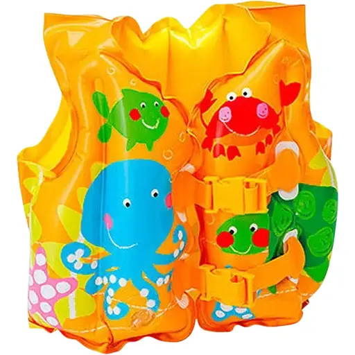 Жовтий надувний жилет із рибками Intex 59661. Розміром 41х30 см.