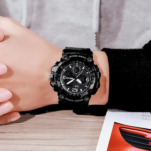 Мужские спортивные наручные часы Skmei 1742 Hamlet (Черные) - фото 7