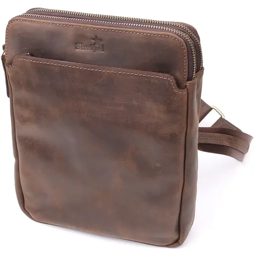 Чоловіча сумка через плече з натуральної шкіри вінтажної SHVIGEL 20х26х4,5 см sum0027434 - фото 1