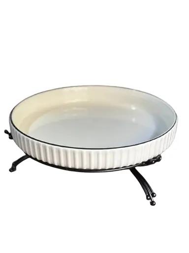 Сервировочное блюдо 1569B из керамики на металлической подставке 20 см - фото 1