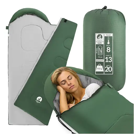 Спальный мешок (спальник) одеяло Mountain Goat Standard 2 в 1 MG0015 8 ...+20°C R Olive/Grey (P-5905973400961) - фото 2