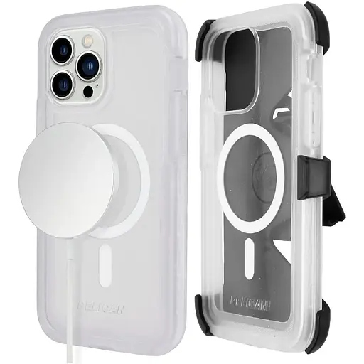 Противоударный чехол с клипсой Pelican Voyager MagSafe для iPhone 14 Pro (6.1") Clear аналог OtterBox Defender