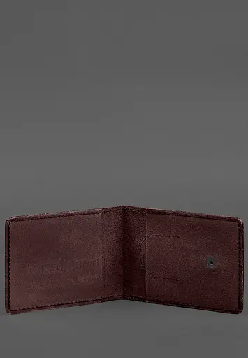 Кожаная обложка для удостоверения участника боевых действий (УБД) с карманом для жетона бордовая - фото 3