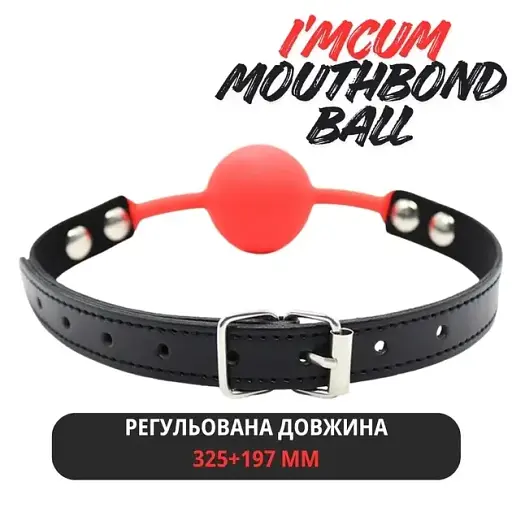 Кляп I'MCUM MouthBond Ball червоний з чорним (IM-SM216_b+r) - фото 2