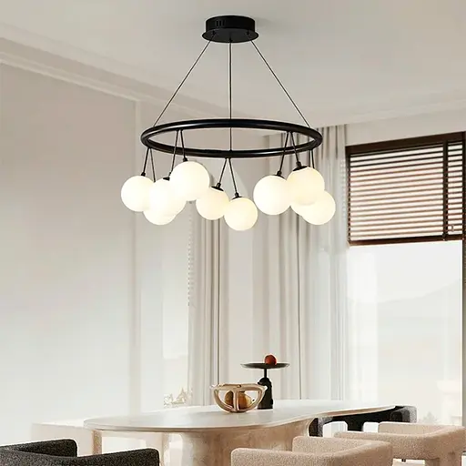 Подвесная люстра-кольцо на 10 плафонов d 60 Line.F G 336/10 BK - фото 1