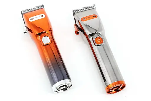 Акумуляторна машинка для стрижки волосся Geemy GM-6758 зі змінними насадками 4шт 3Вт Сірий / Помаранчевий - фото 4