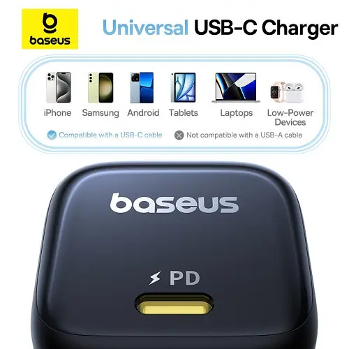Мережевий зарядний пристрій Baseus PicoGo GaN Fast Charger 1C 45W чорний P10176800123-00 - фото 2
