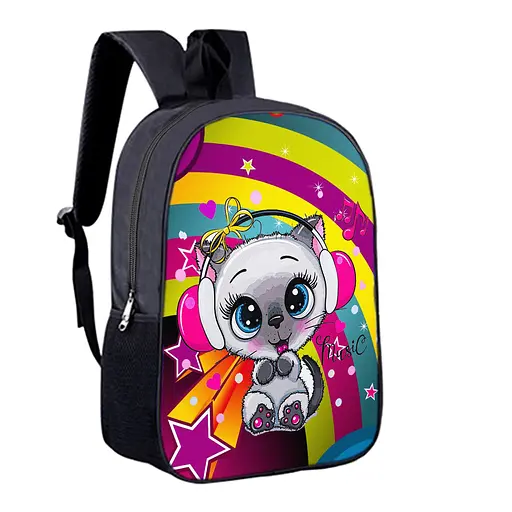 Рюкзак детский с котом 34х27 см, ранец городской с котиком для мальчика, девочки (00489)