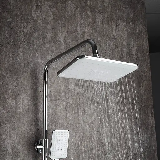 Душова система Frap F2458, поворотний вилив - перемикач на лійку/душ, 3 режими, білий/хром - фото 4