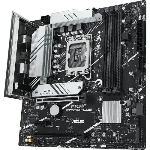 Материнская плата Asus Prime LGA1700, B760M-PLUS, B760, 4xDDR5, Int.Video (CPU), 4xSATA3, 2xM.2, 2xPCI-E 4.0 x16, 1xPCI-E 4.0 x1, Realtek 7.1, Realtek 2.5Gb, 4xUSB3.2/7xUSB2.0, HDMI/DP, MicroATX - фото 4