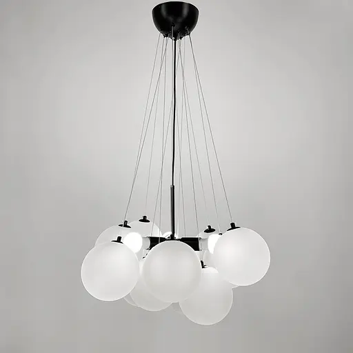 Люстра-пучок в черном корпусе ⌀ 60 см 12 шариков Line.F MJ 140-650 BK+WT - фото 1