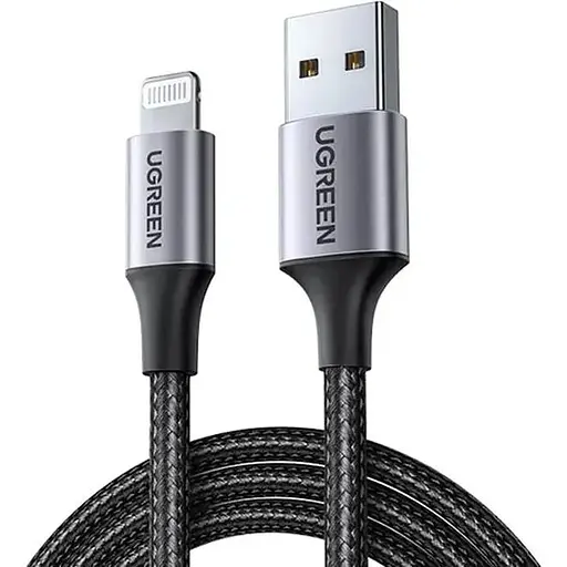 Кабель Ugreen USB 2.0 AM-Lightning M, 1 м, 2.4A, Чорний, US199
