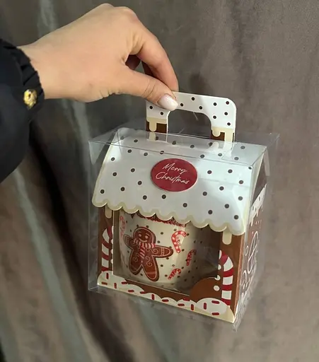 Кружка новогодняя Рождественское печенье керамика в подарочной упаковке 350 мл Белая - фото 5