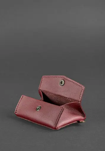 Женская кожаная монетница с клапаном 1.0 бордовая. - фото 4
