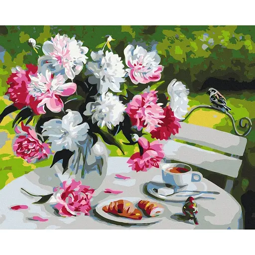 Картина по номерам на підрамнику Brushme Сніданок з піонами - фото 1