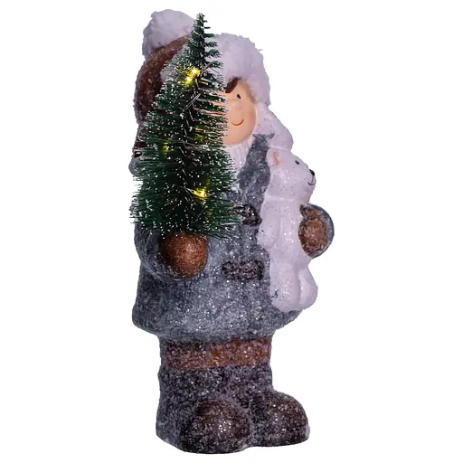 Новорічна фігурка з підсвіткою Дівчинка з ялинкою з порцеляни 10×9×18 (см) новорічний декор Yiwu CR-5-16 - фото 3