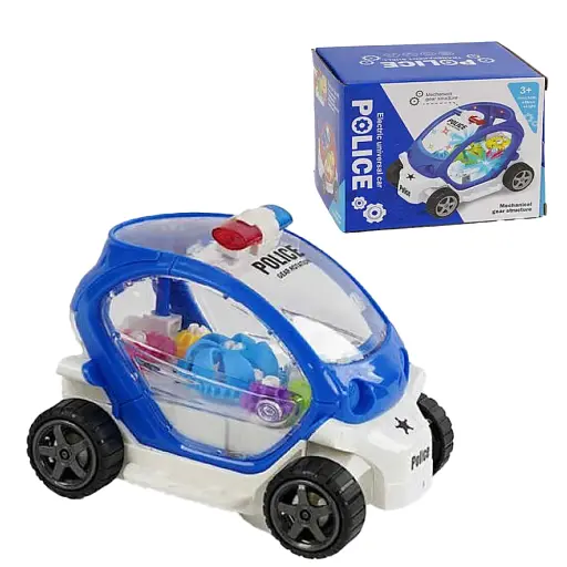 Машинка, Поліція, підсвічування, звук, колесо вільного ходу, рухомі шестерні (В асортименті)