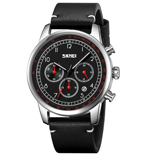 Часы наручные классические Skmei 9318 (Черный с черным циферблатом)