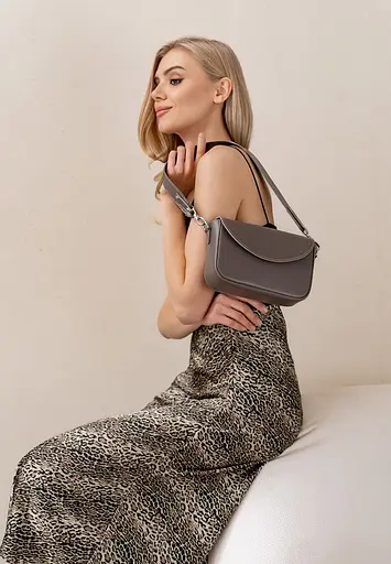 Жіноча шкіряна сумка Molly темно-бежева (мокко) - фото 3