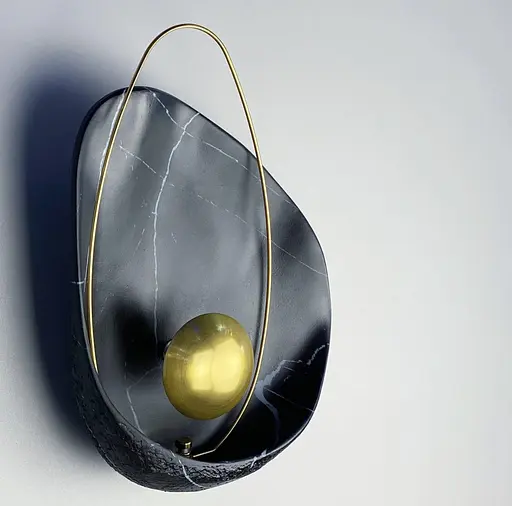 Настенный светильник- ракушка с имитацией мрамора Line F Арт. W1834 BK - фото 3