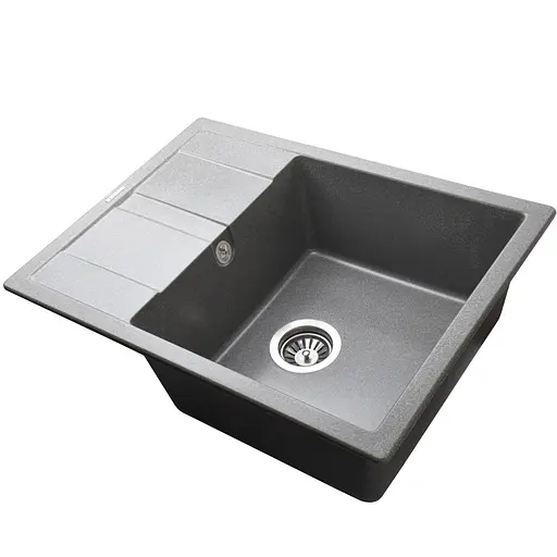 Гранитная мойка Mira ONZA серый 650x500 мм для кухни устойчива к царапинам безопасна для пищи - фото 4