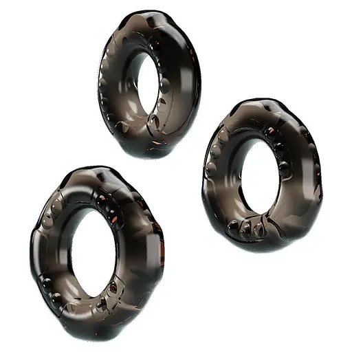 Набор эрекционных колец Baile Cock ring Yvonne Set 3 шт. чёрный - фото 3