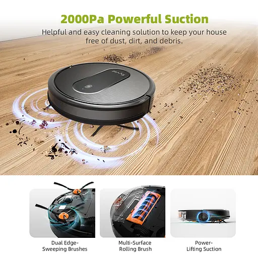 Робот-пилосос Kyvol Cybovac D10 Random 250 ml+200 ml 2600 mA 2000 pa Google Assistant Amazon Alexa Black - фото 8