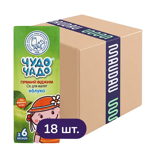 Упаковка соку Чудо-чадо Яблуко 3.6 л (200 мл x 18 шт.)