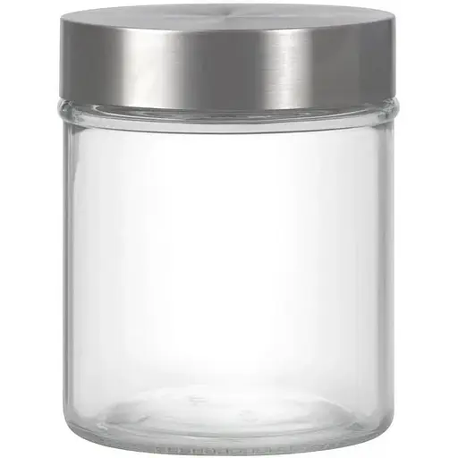 Скляна кругла банка з матовою кришкою з нержавіючої сталі 0.7л MILOS