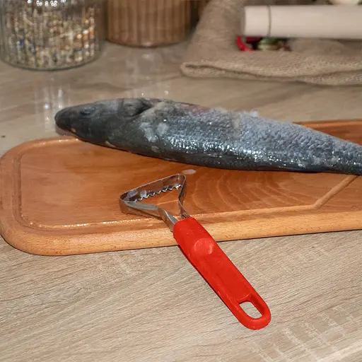 Рибочистка ніж для чищення риби з пластиковою ручкою 15 см, Kitchette Червоний 86555 - фото 3