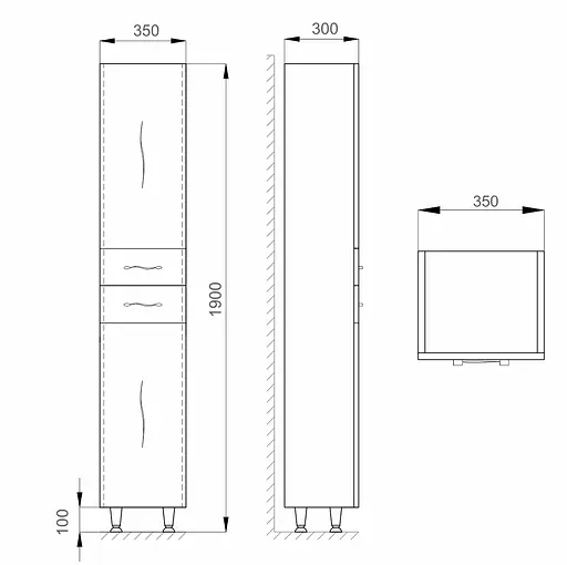 Пенал напольный Sanwerk "Миндаль" 35 белый MV0000431 правый, Белый - фото 4