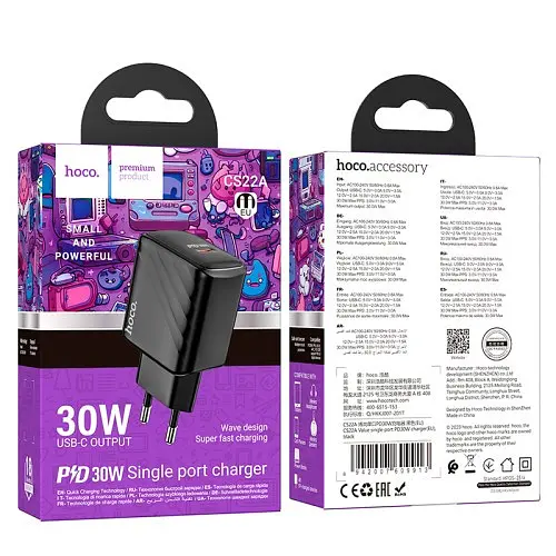 Сетевое зарядное устройство Hoco CS22A Value single port PD30W charger черный - фото 4