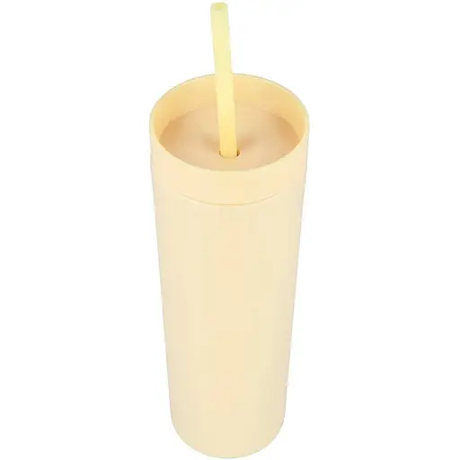 Охлаждающий матовый стакан 473 мл BPA-Free с трубочкой 21х6.5см light yellow - фото 1