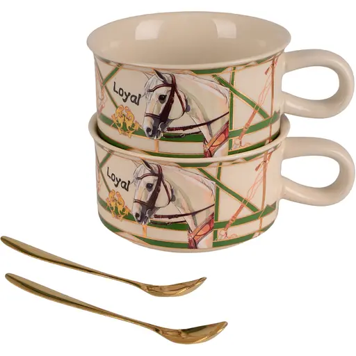 Набор чашек Led Horses с ложками 220мл 2 шт. (B060358)