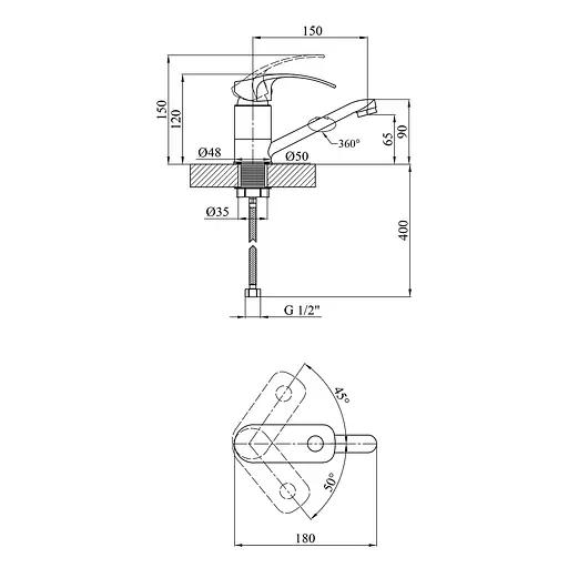 Змішувач для раковини Kroner KRP Konstante - C011 CV023591 Хром - фото 2