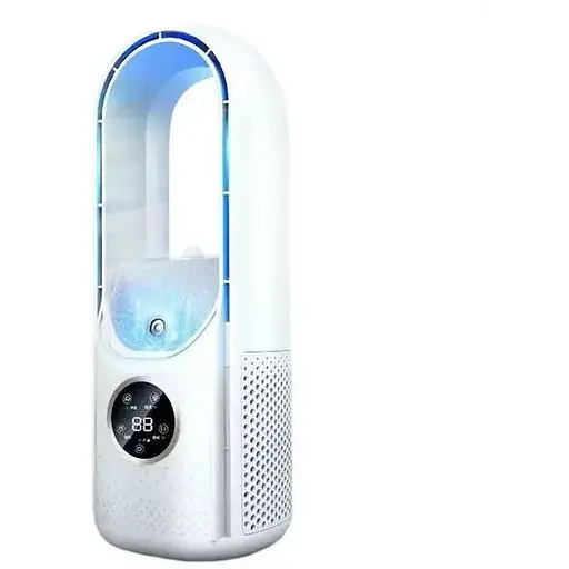 Аккумуляторный настольный мини вентилятор SMART 10042 Портативный USB ветродуйка с дисплеем Белый - фото 1