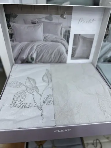 Постільна білизна Marlet V5 Gri Ранфорс Жаккард з вишивкою Clasy pbe0052072 - фото 3