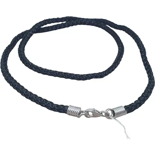 Ювелирный шнурок из текстиля Малина с серебряным вставками. 301/Р 50