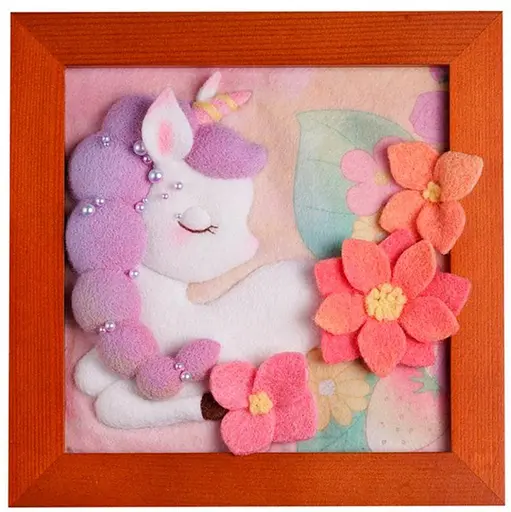 Набір для валяння голкою "Єдиноріг" Bambi YG0252 рамка 18х18 см, дерево - фото 1